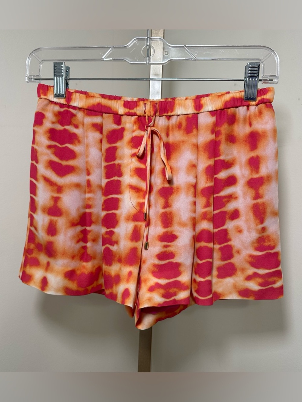 Haute Hippie Pink and Orange Tie-Dye Waistband Skirt 100% silk